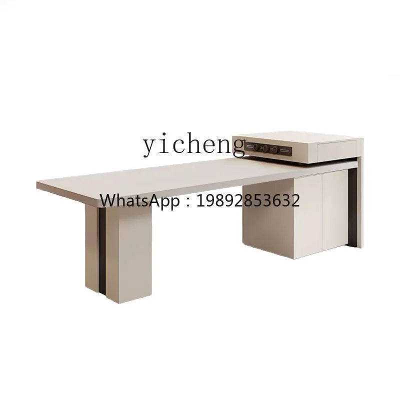 ZZc Large Apartment Rock Plate Island Table Dining Table Integrated Retractable Multifunctional Dining Table and Chair