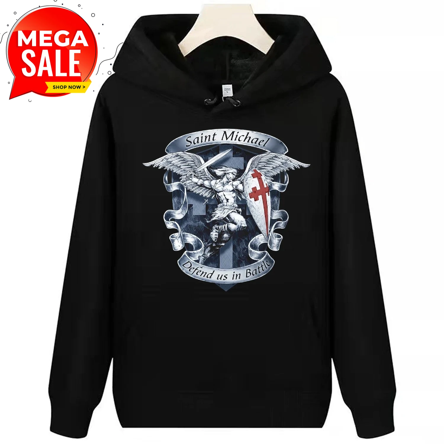 سانت مايكل الدفاع عننا في معركة الكاثوليكية The Archangel كنزة قطيفة جديدة 100% قطن بلوزات رجالي غير رسمية موضة ملابس الشارع #1