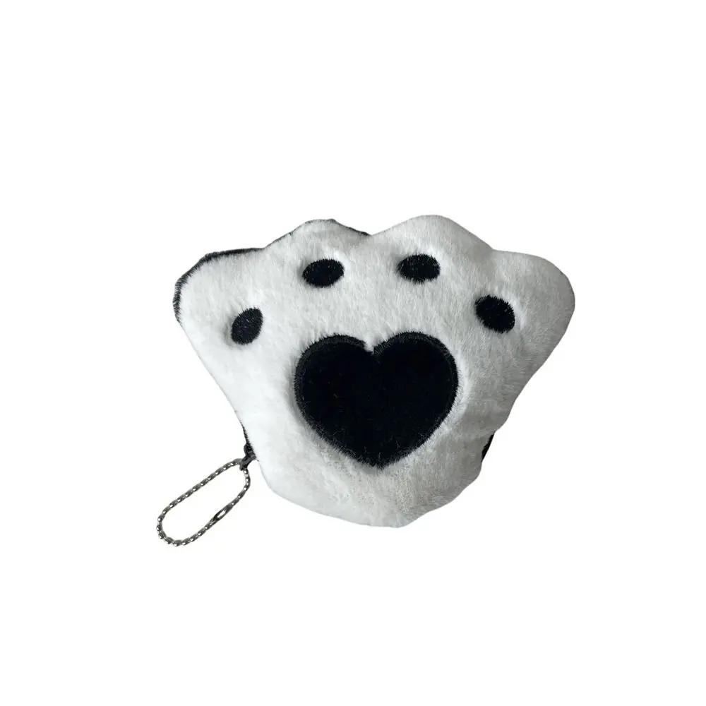 Monedero pequeño con forma de Pata de Gato, bolsa de almacenamiento de monedas con forma de corazón, llavero de muñeco de peluche, juguetes suaves, bolsa de dibujos animados, colgante, accesorio