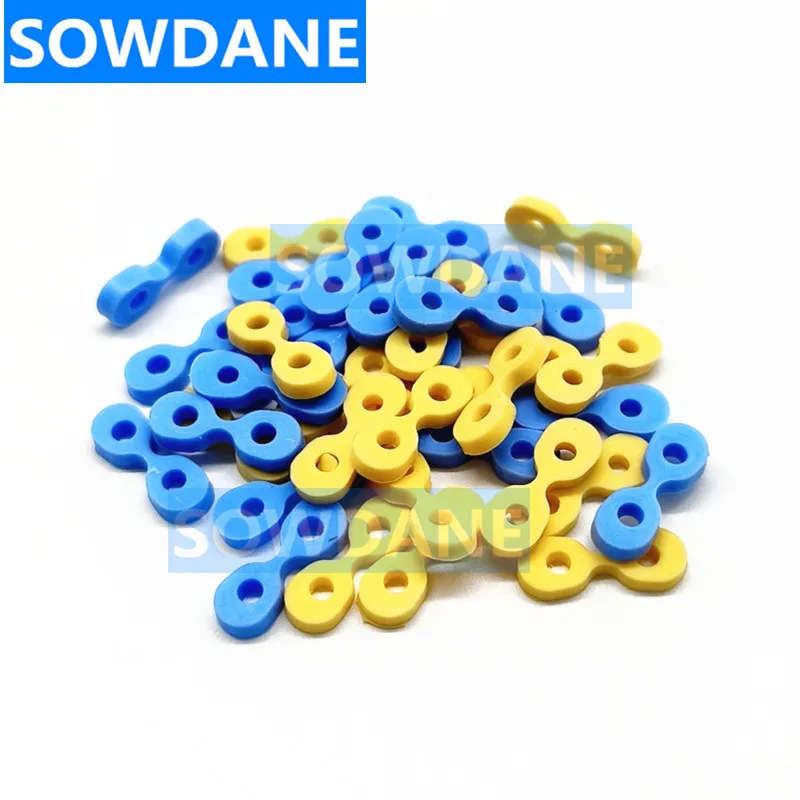 160Pcs Autoclavable Dental Elastic Rubber Fixing Wedges Matrix Matrices Dam Composite ( 80 Pcs each of Blue and Yellow )