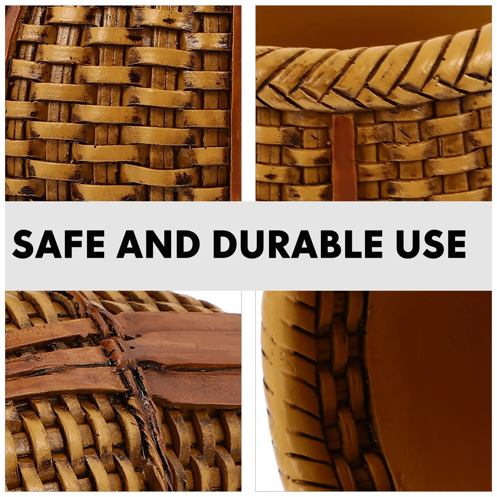 

1Pcs Bamboo Storage Basket Resin Craft Fruit Holder Sundries Organizer Household Storage Container Home Decoration