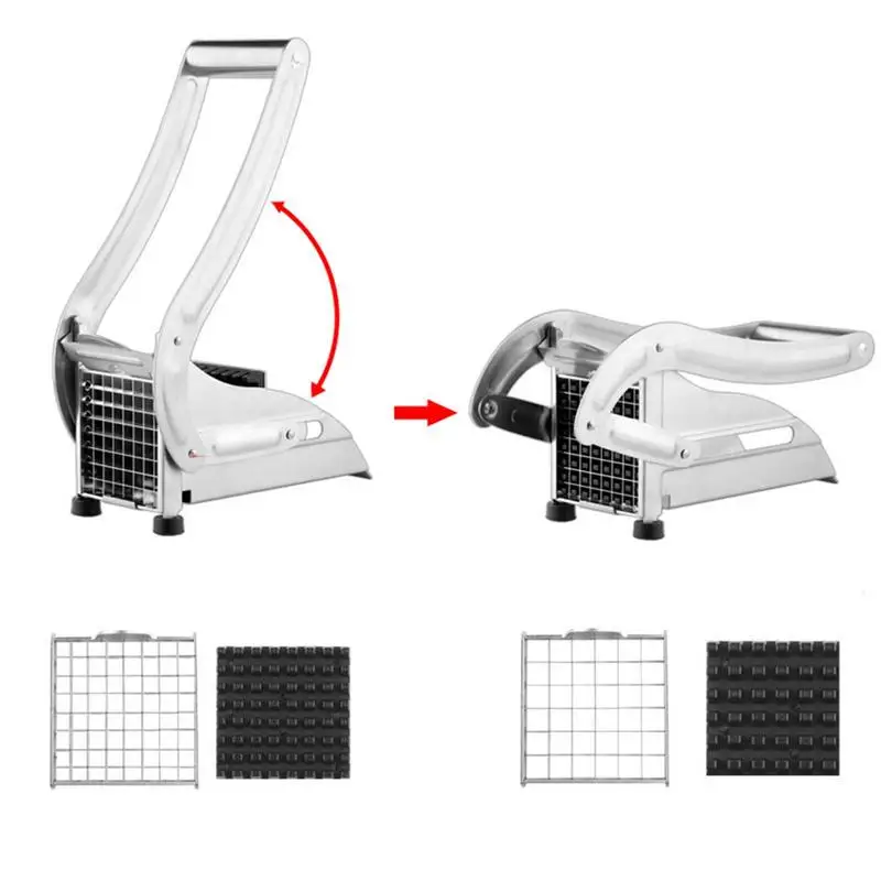 French Fry Cutter Manual French Fries Slicer Stainless Steel Chopper Replacement Blades 36/64 Holes Fries Machine Accessories