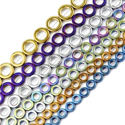Gold Color Plated Hematite Natural Stone Circle Shape Spacer Loose Beads For Jewelry Making DIY Bracelets Necklaces 8/10/12/14mm