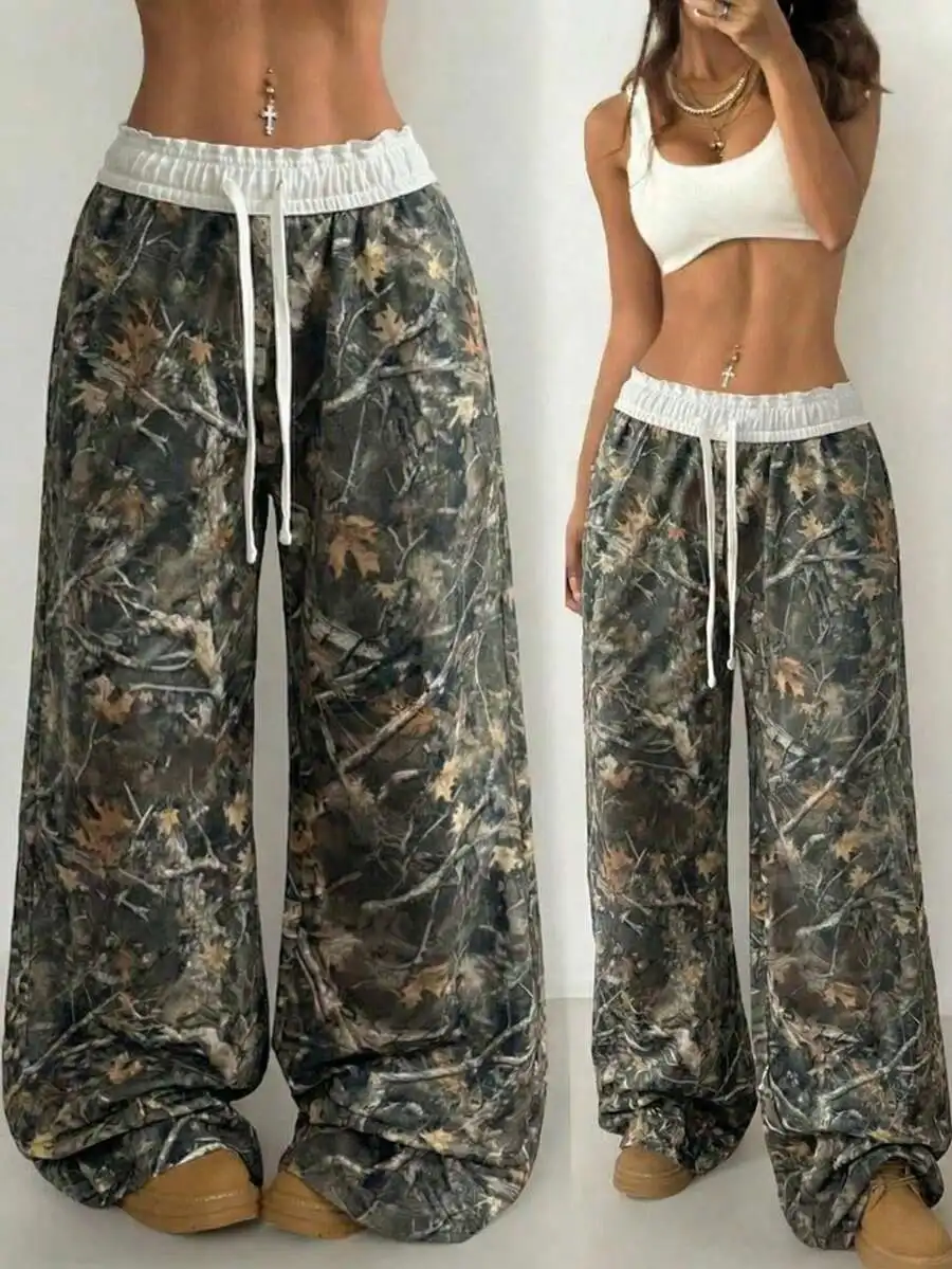 

Baggy Camo Sweatpants With Pockets Wide Leg Cargo Joggers For Gym Hiking Casual