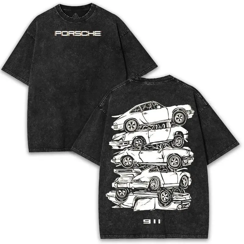

Car 911 Driven by Passion T-Shirt Graphic Shirt – Double-Sided Print, Washed Oversized Streetwear | Inspired by the legend,