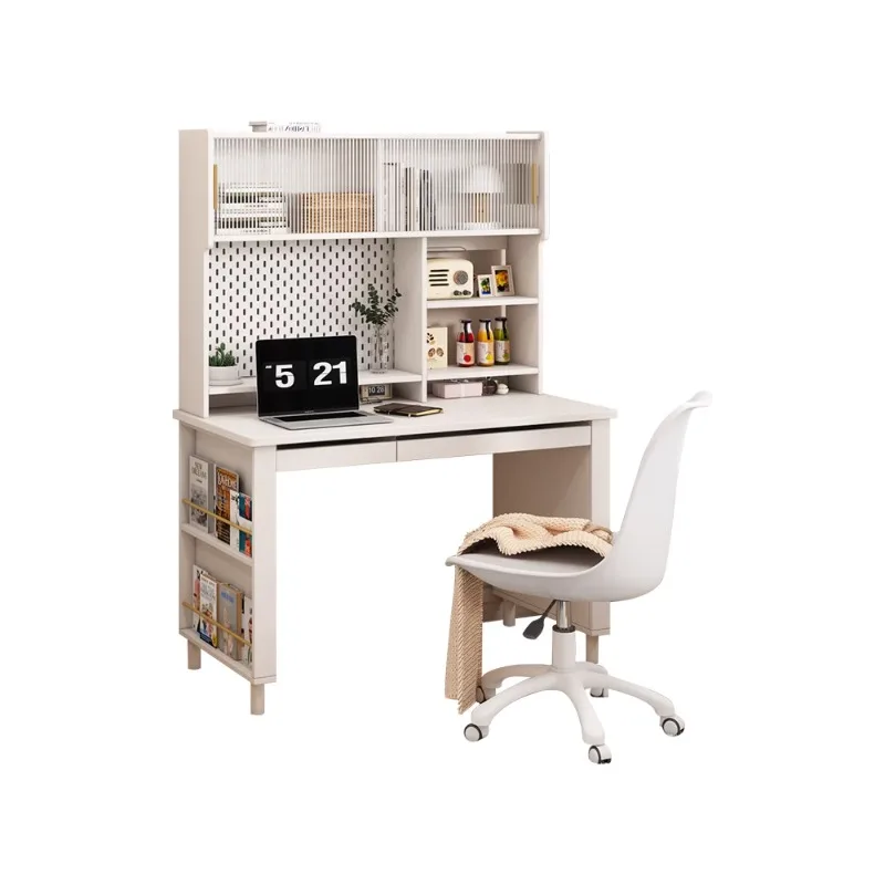 

Cream Wind Desk Bookcase Integrated Combination Student Multifunctional Study Table Bedroom Writing