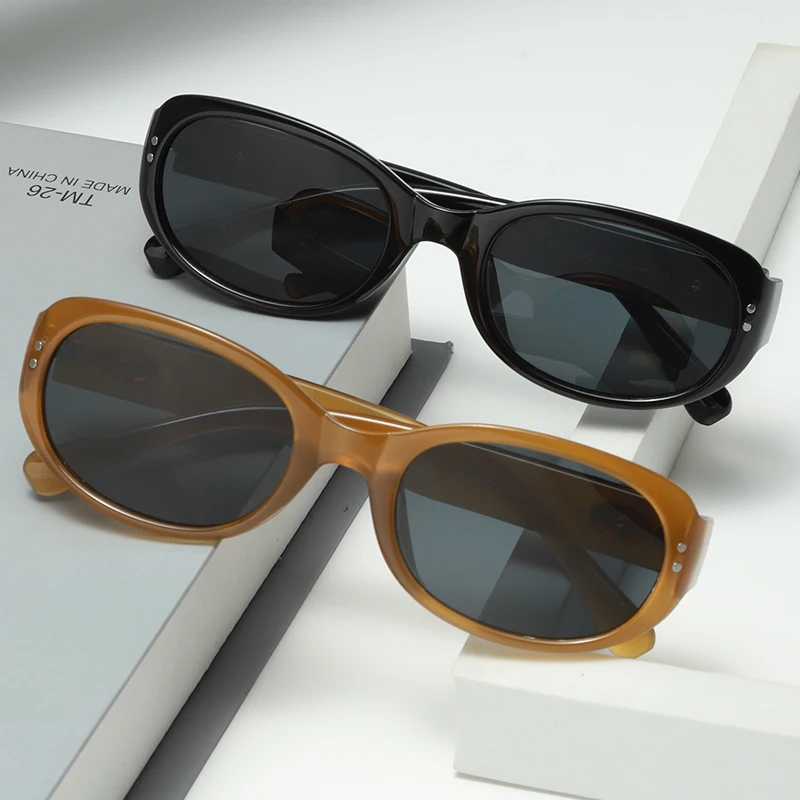 خمر موضة البيضاوي النظارات الشمسية النساء الرجال العلامة التجارية مصمم ظلال القيادة الصيد نظارات شمسية سيدة رجل UV400 نظارات واقية