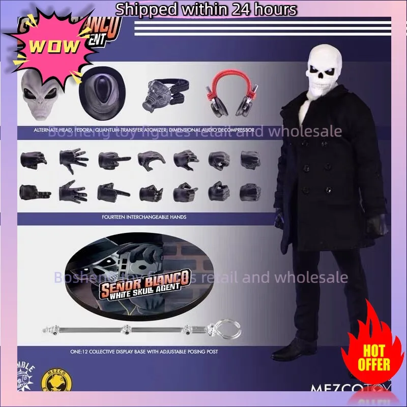 

In Stock Now Mezco White Skull Agent Ant Gold Standard Limited 1:12 Movable Doll
