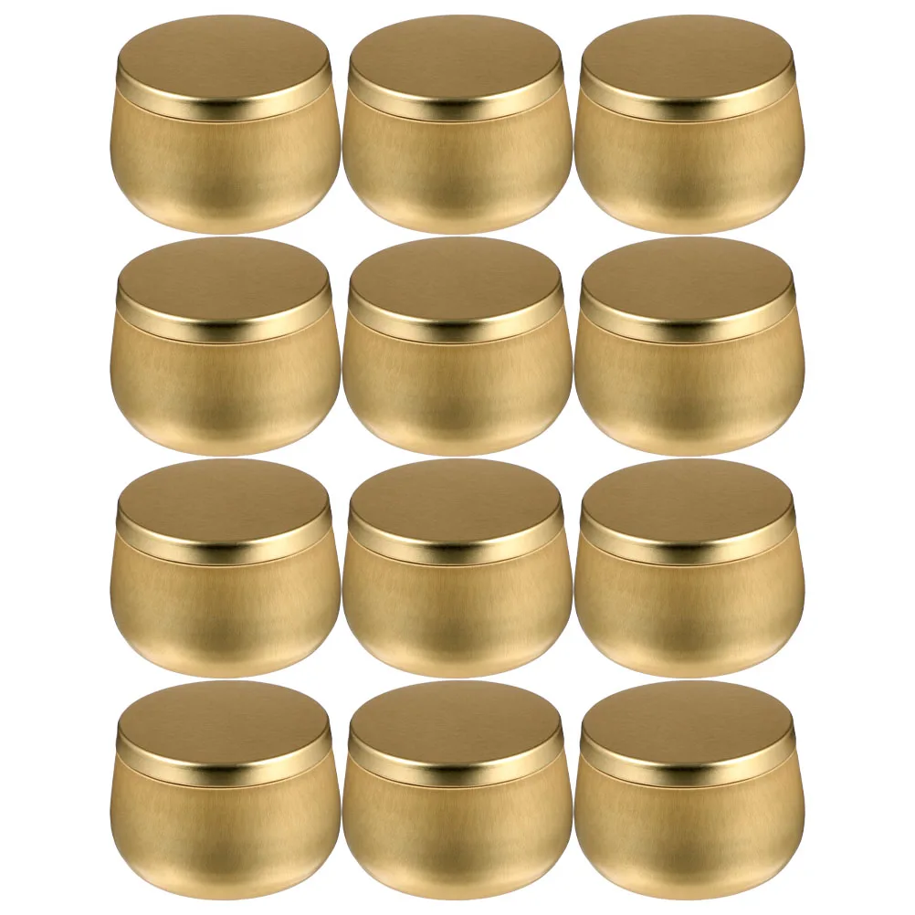 

12 Pcs Tag Candy Tea Tinplate Packaging Boxes Jars Storage Label Golden Cans Sundries Travel