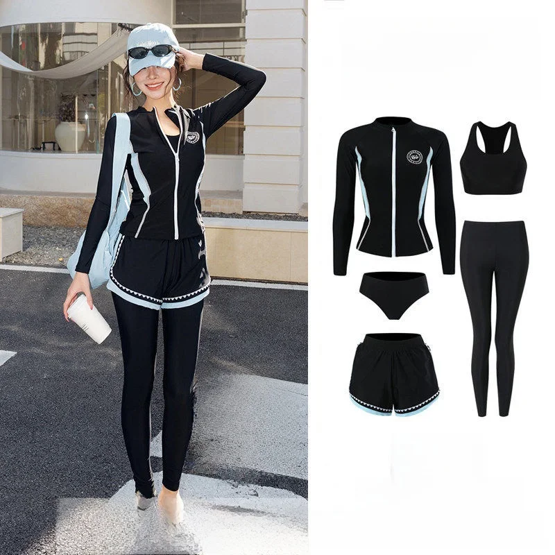 

Женский двухсекционный гидрокостюм с длинными рукавами, быстросохнущий, консервативный, для серфинга, термальный, для пляжного отдыха и плавания