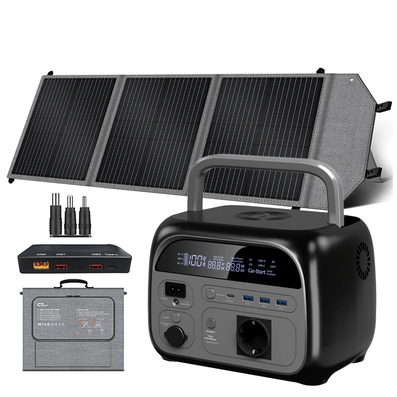 CTOLITY 500W Tragbare Powerstation mit 100W Solarpanel, Energiespeicher 345Wh, 108000mAh LiFePO4-Akku, Powerbank für Outdoor-Solar-Generator, USB-Typ-C-Solarladestation
