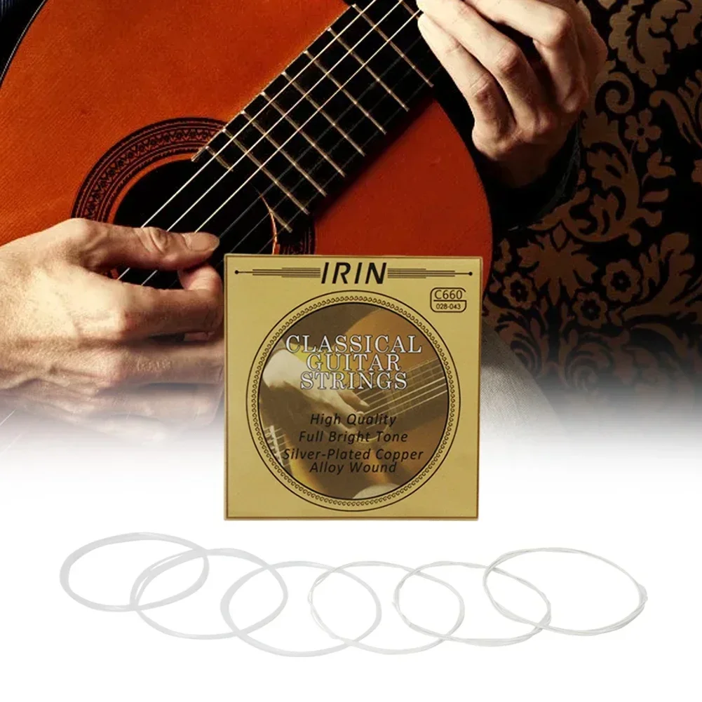 IRIN 6Pcs/Set Classic Guitar Strings Nylon Guitar Guitar Instrument Accessories Silver Classic String Practical Replacement Part