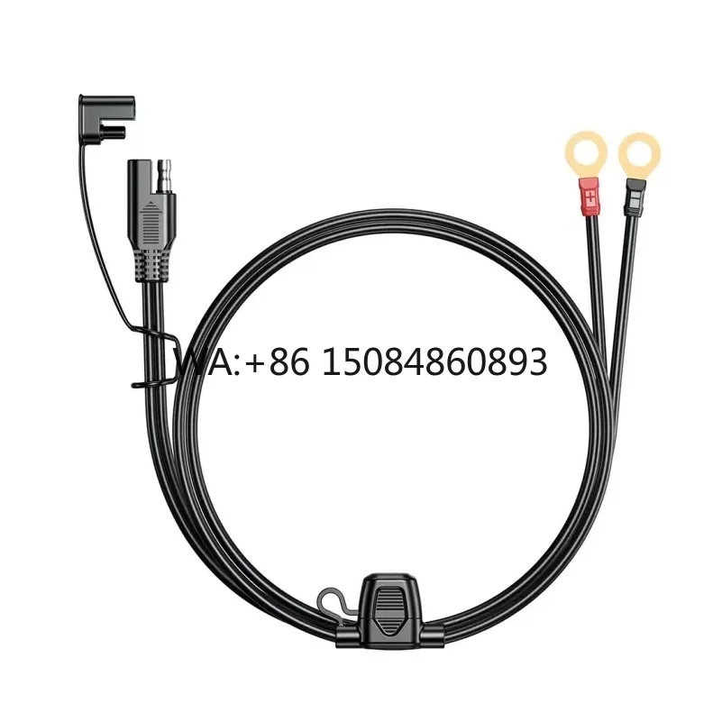 2Pin SAE to O-Ring Terminal Cable with Built-in 10A Fuse, 16/18AWG Custom Wire Harness, Safety Protection Parts for Solar Storag