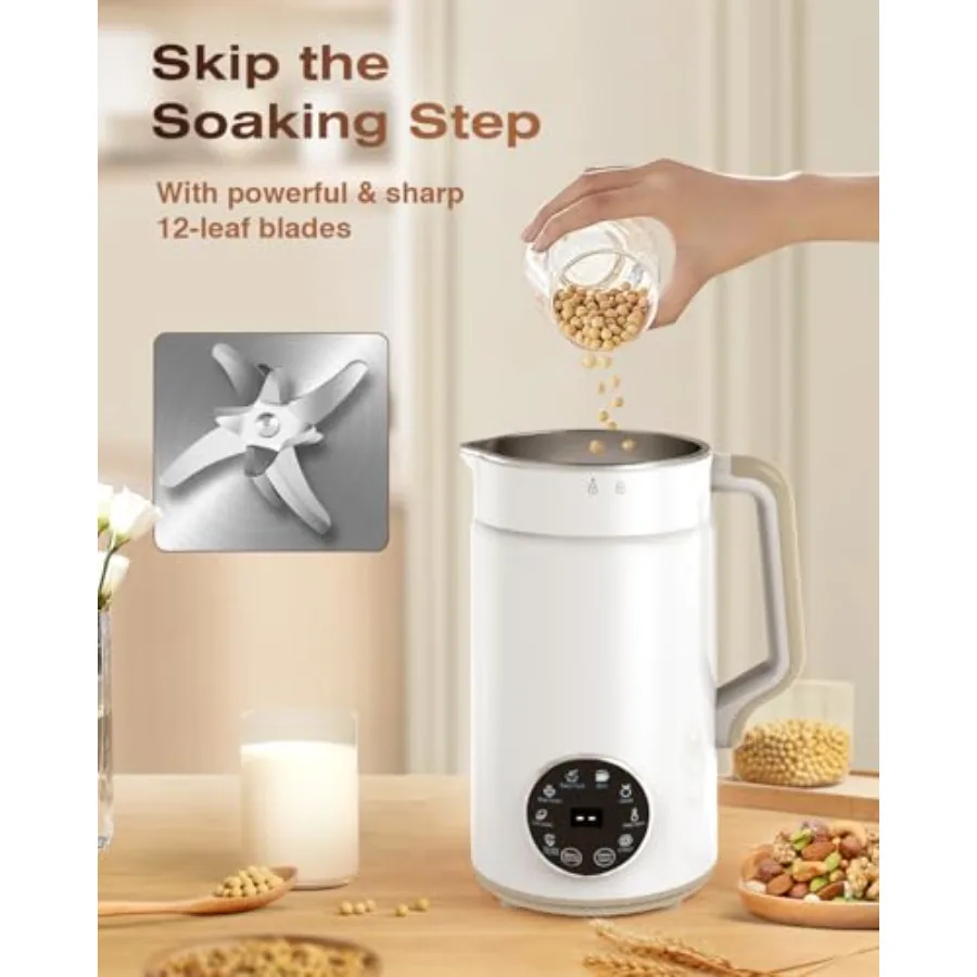 10 в 1 машина для приготовления орехового молока для домашнего использования, автоматическая машина для приготовления соевого молока на 55 унций с 12 лезвиями, идеально подходит для приготовления домашнего миндаля и овсяного кока