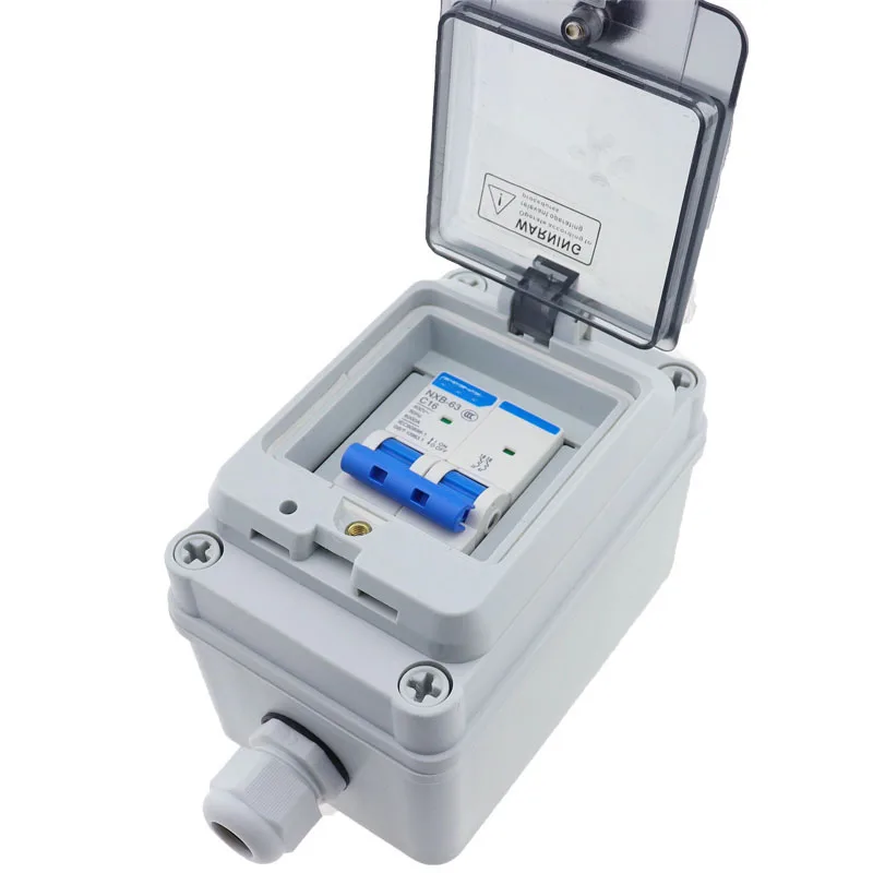 2P switch+transparent plastic waterproof box outdoor surface mounted 2-position 2-circuit miniature circuit breaker