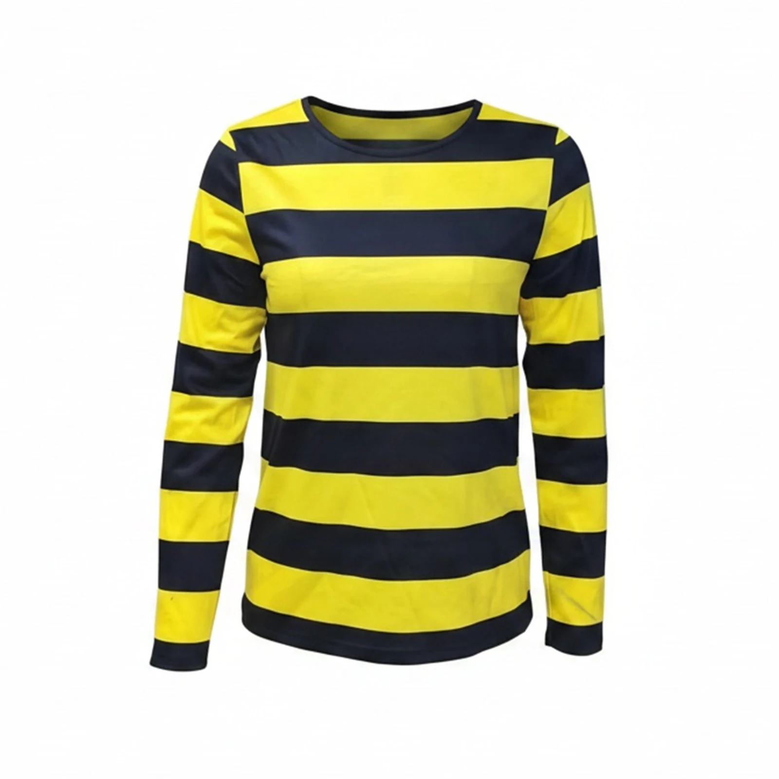 Women's Spring Summer Striped Tops Lightweight Long Sleeve Slim Fit Crewneck T-Shirts Bee Costume Tops