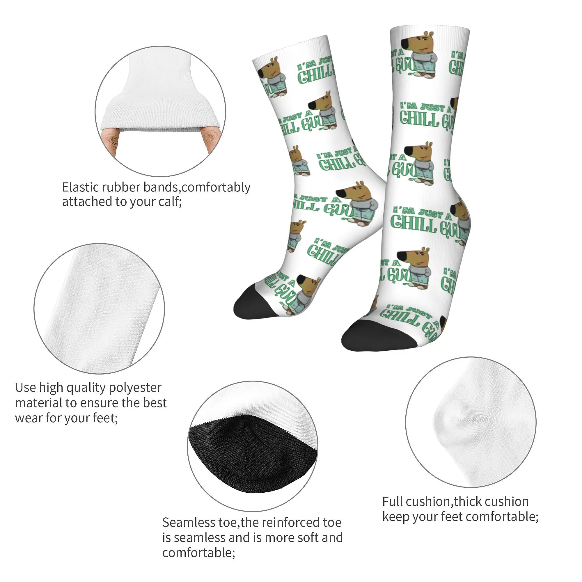 Funny Just a Chill Guy Funny Dog Basketball Socks  Polyester Middle Tube Socks for Women Men Breathable