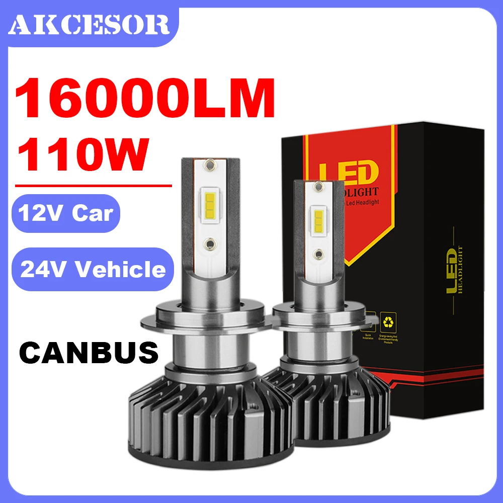 

H4 H7 H8 H9 H11 9005 LED Headlight Bulbs 110W 16000LM Universal 12V/24V Car Light Kit for Truck, Motorcycle, Off-Road Vehicles