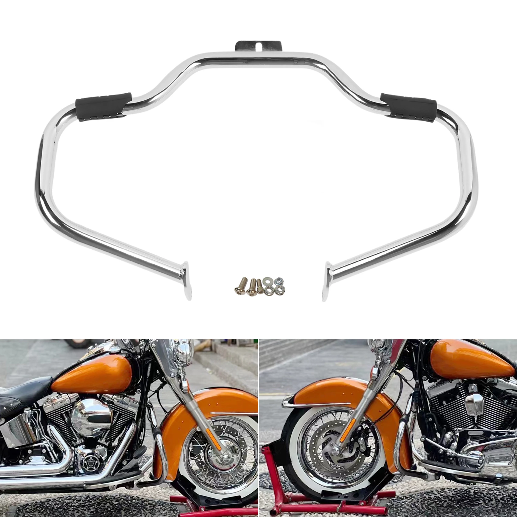 Motorcycle Mustache Highway Engine Guard For Harley FL Softail 2000-2017 Slim Fat Boy Deluxe Cross Bones Springer Classic