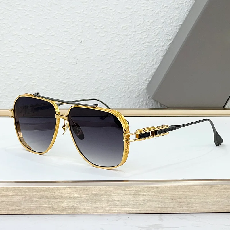 

Солнцезащитные очки KIZN Designer Brand, черно-золотые, с двойной перемычкой, в стиле пилот, для мужчин, люкс, высочайшее качество, из сплава, M