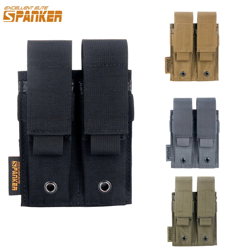 

Тактический подсумок для журналов для пистолетов, 9 мм, двойная сумка для магазинов, держатель для фонарика на ремень Molle, чехол для охотничьих аксессуаров для пистолета