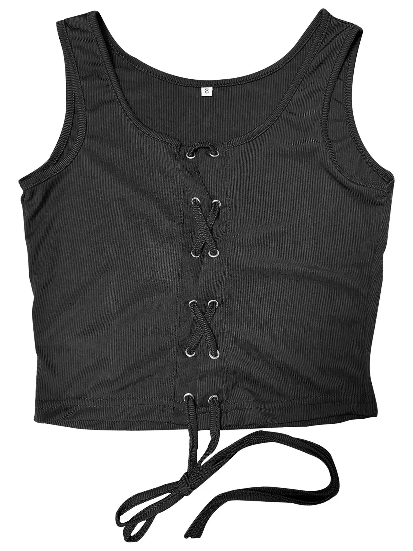 Sexy Sommer-Tanktop mit V-Ausschnitt und Kordelzug – langlebige, mikroelastische Strickweste, pflegeleicht und halbtransparent – Detail 4