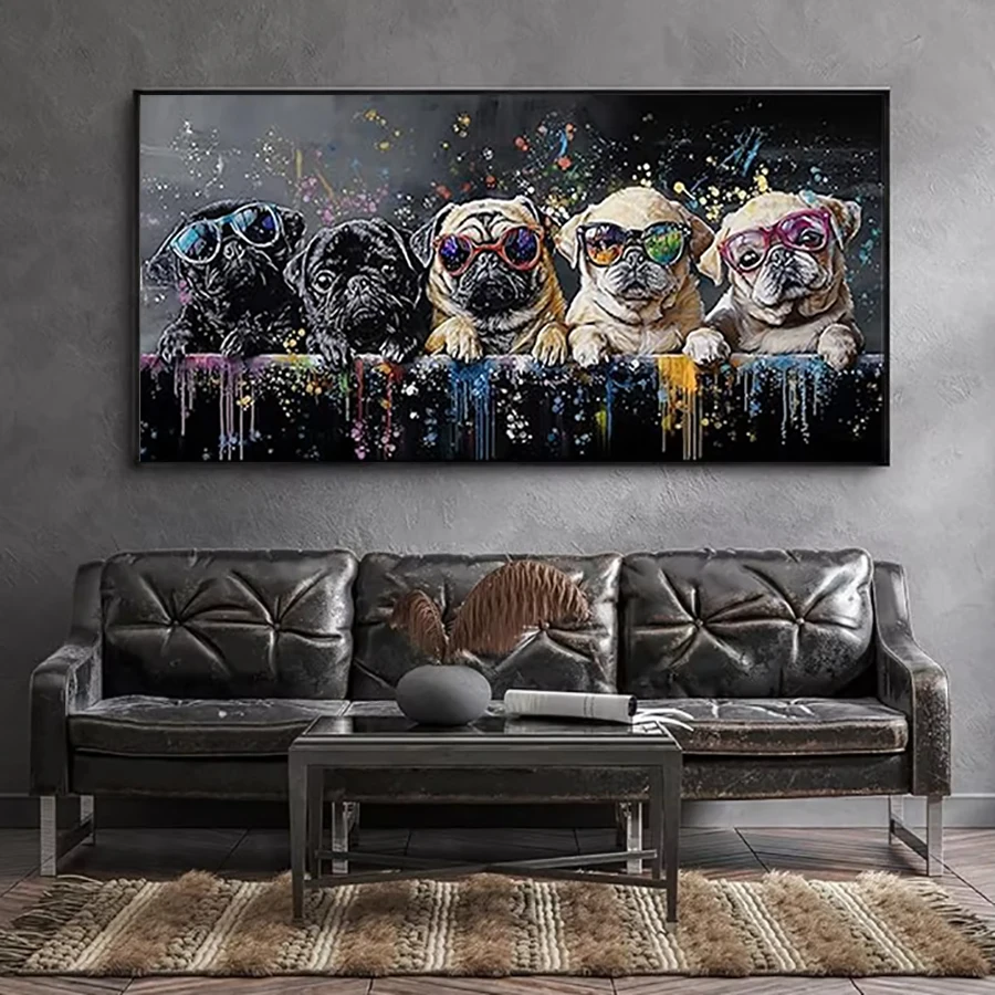 

Diy Diamond Painting Cute Pug Dog Graffiti Black And White Art Full Diamond Embroidery Cool Glasses Dog Mosaic Handmade Decor