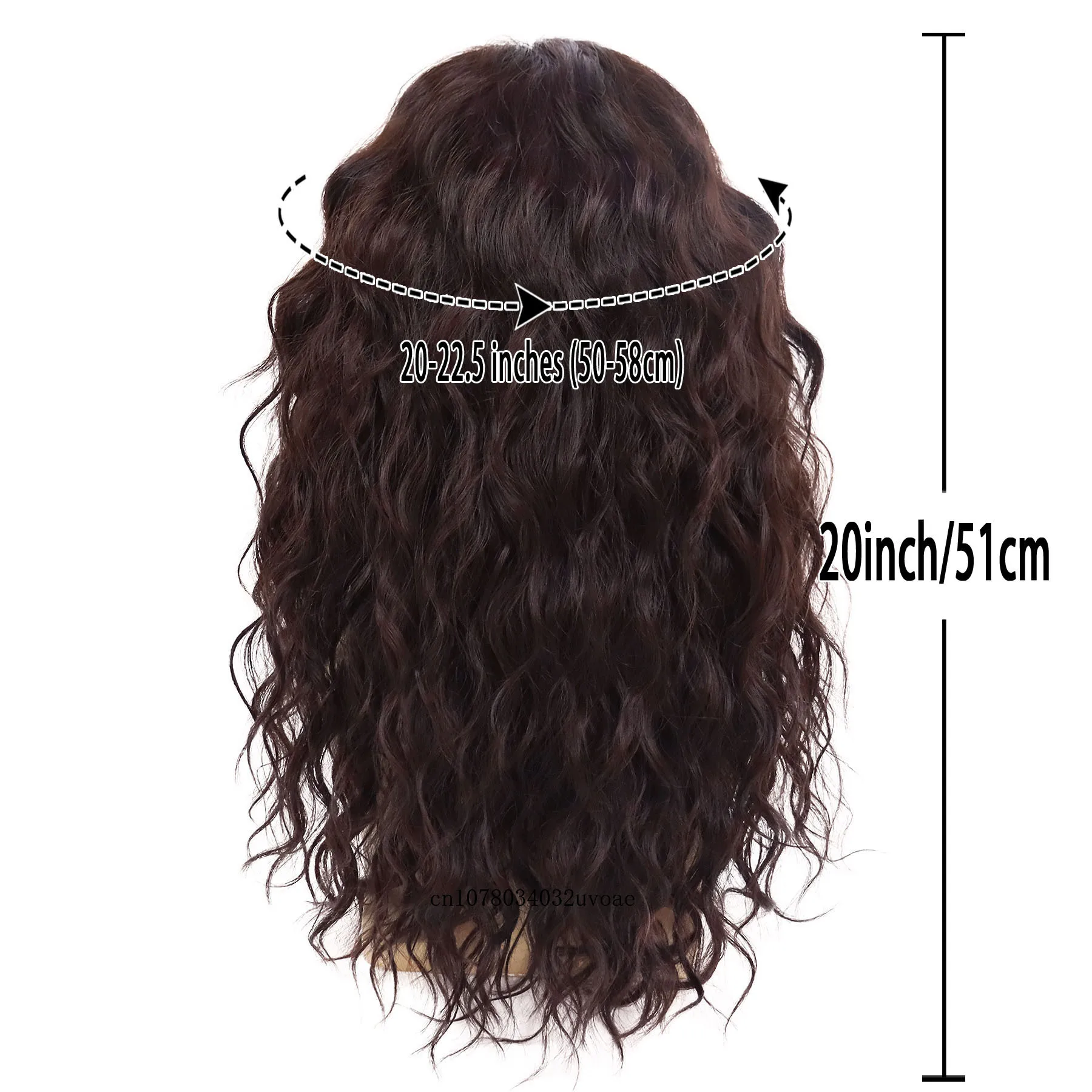 Synthetic Natural Brown Wig Long Curly Hair for Men Daily Use Layered Wig with Bangs Gift Outfits Costume Party Wigs Male Wigs