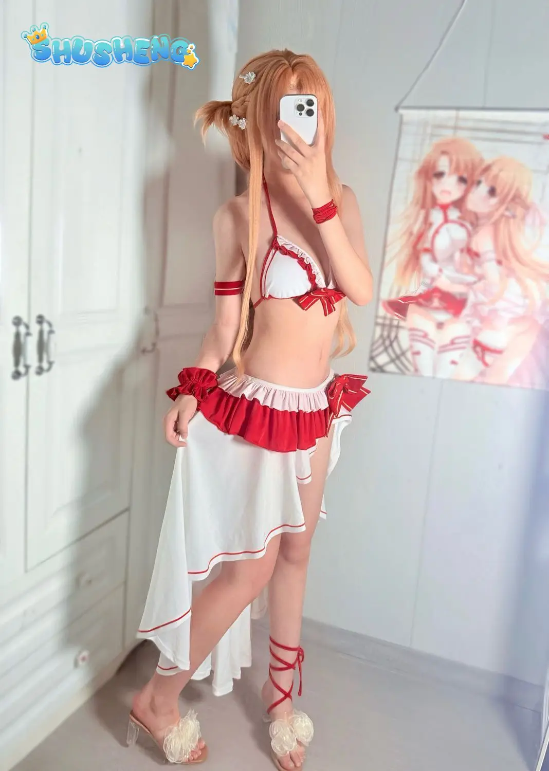 Yuuki Asuna Cosplay Costume Anime Sword Art Online Girl Sweet Swimsuit Halloween Party Beach Dress Yūki Asuna Uniform view 3