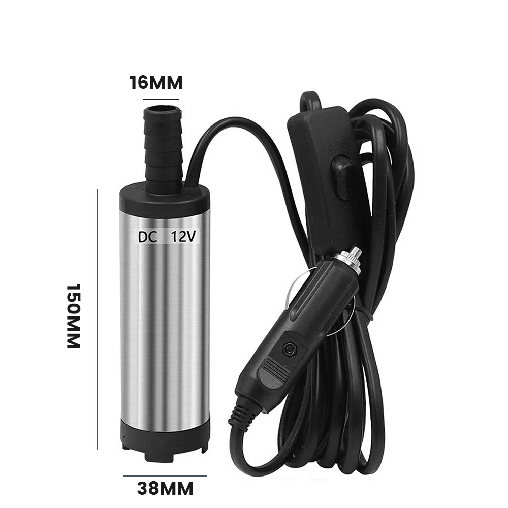 12V Car Electric Oil Diesel Pump 12L/Min Water Oil Mini Transfer Refueling Submersible Pump Stainless Steel