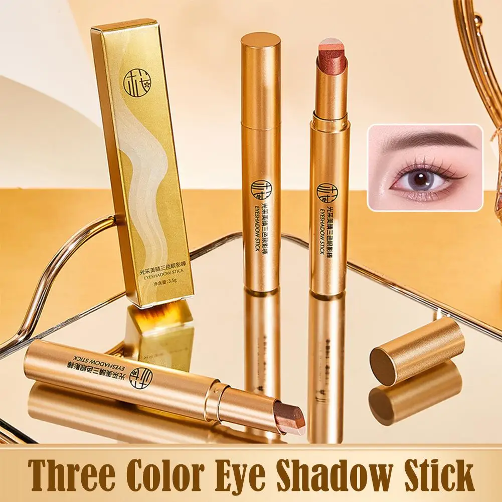Glitter Eyeshadow Stick Three-Color Contouring Eyeshadow Makeup Stick Eyeshadow Pencil Eye Shimmer Eyeshadow Crayon H8O1