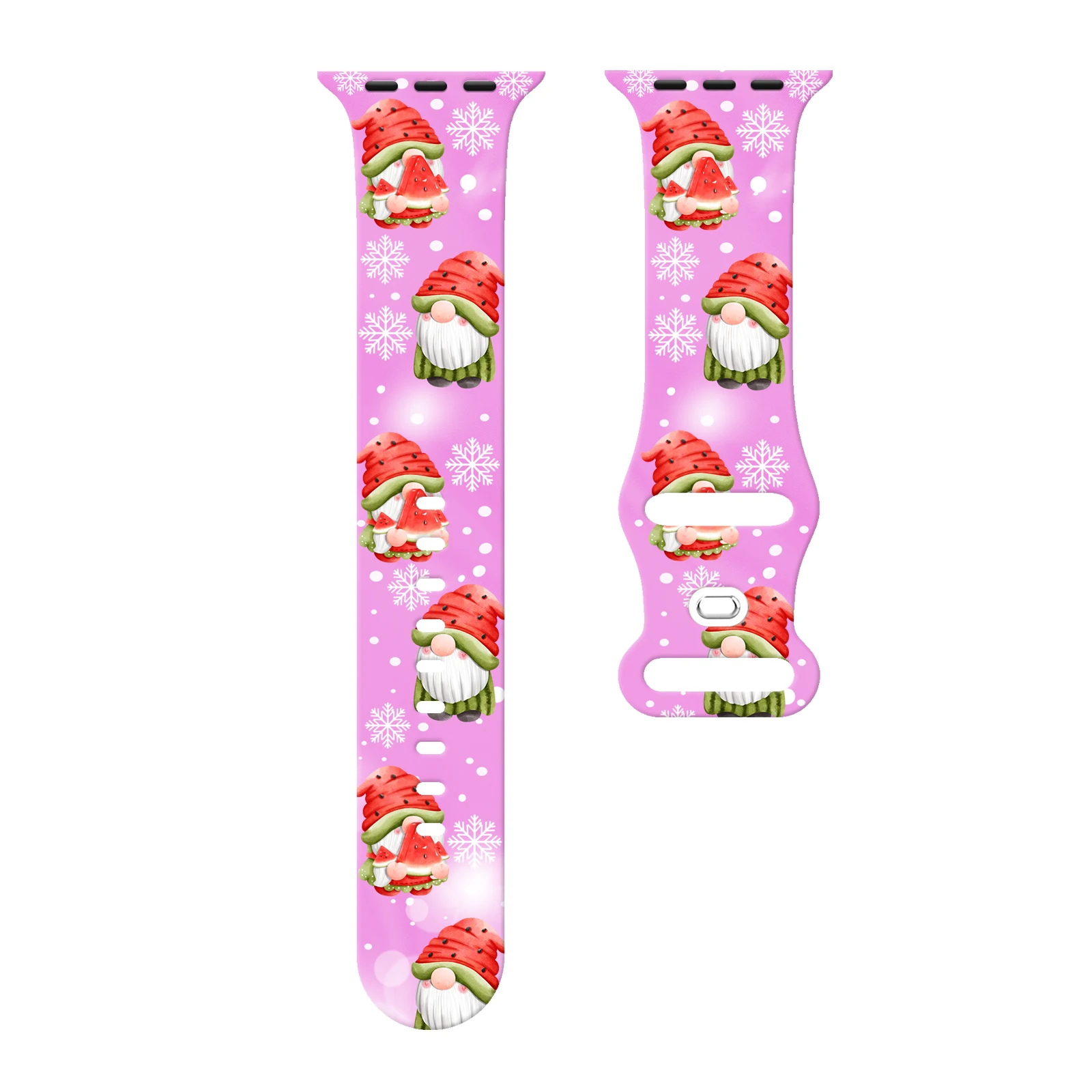 

Summer Cooling Watermelon Fairy Elf Print Silicone Band for Apple Watch Series 10/9/8/7 SE, Cartoon Sport Strap 45mm 44mm 42mm