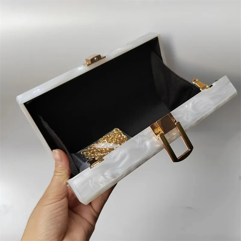 Mother of Pearl White Striped Acrylic Box Clutch Marble Look Clutch Bag Acrylic Clutch Bag, Unique Clutch Bag Mini Evening Purse