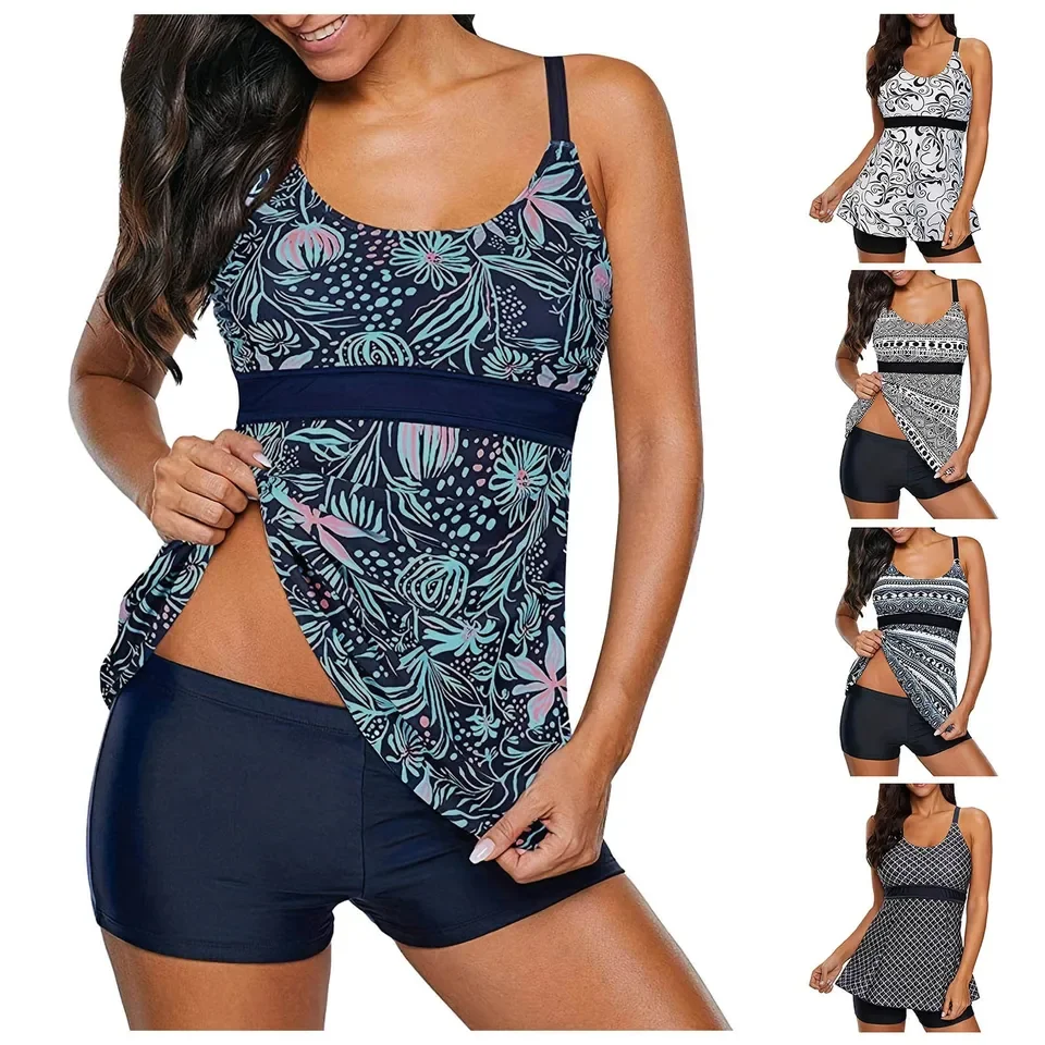 Womens Swimsuits Two Piece Tankini Bathing Suits For Women Sexy Halter Three-point Bikini Backless Adjustable Lace-up Swimsuit