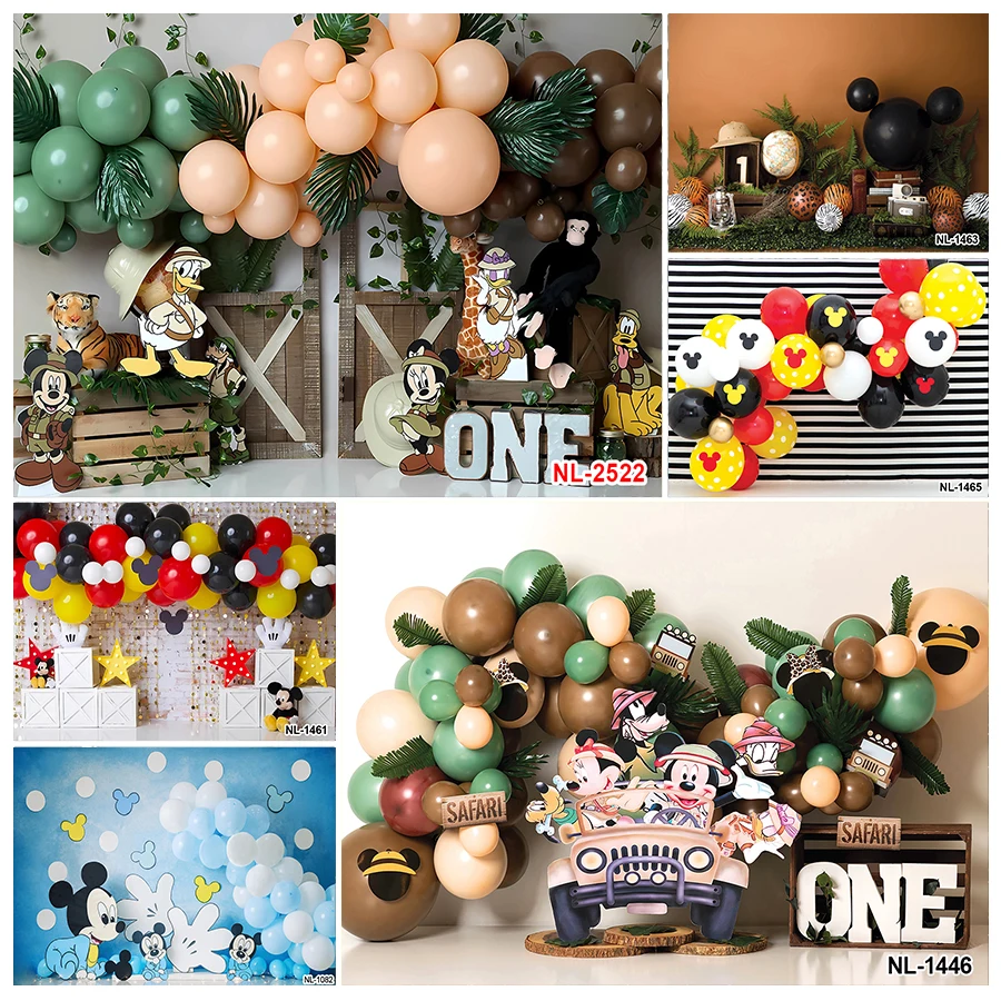 

Mickey Mouse Backdrop for Boy First Birthday Party Decoration Photo Studio White Dots Baby Shower Photgraphy Background