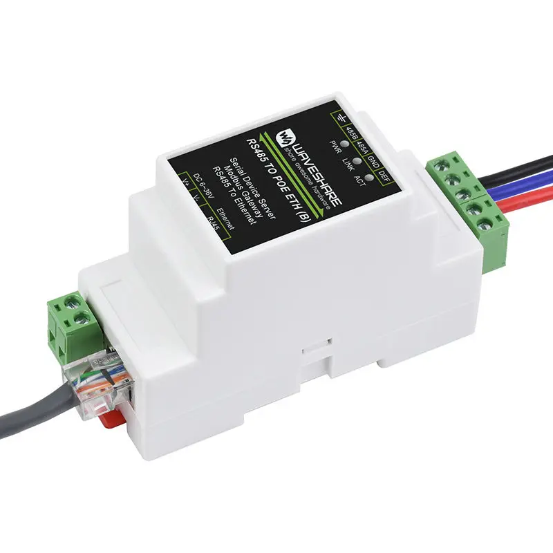 Industrial Modbus MQTT JSON Serial Server RS485 To RJ45 Ethernet TCP/IP To Serial Rail-mount Support with POE Function(optional)