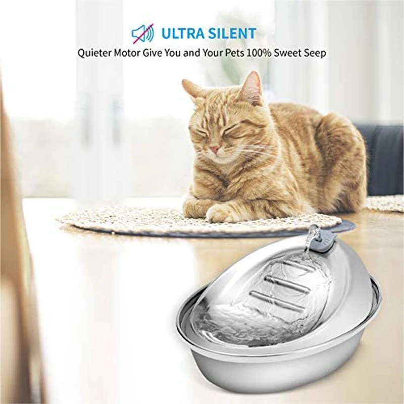 Cat Drinking Fountain Pet Water Feeder Stainless Steel Dog Water Dispenser for Dogs Cats Birds And Small Animals Water Bowl