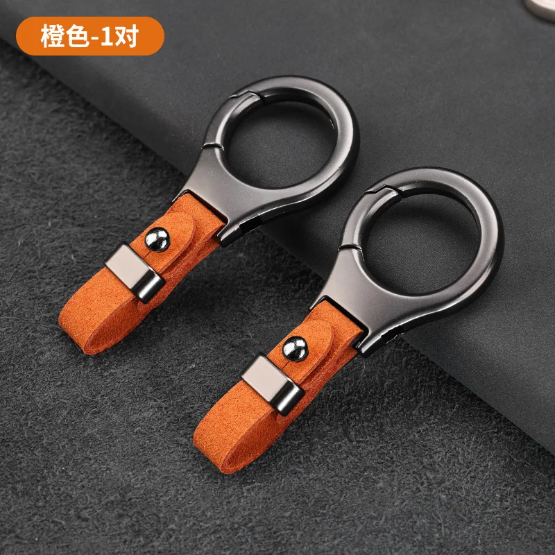 Anello portachiavi per auto in pelle scamosciata Celebrity Car Home da donna per uomo Portachiavi con ciondolo anti-smarrimento universale Portachiavi con ciondolo in metallo