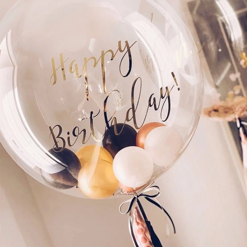 Personalisierter Blasenballon mit kleinen Luftballons, individueller Namensaufkleber, transparenter Ballonaufkleber, Babyparty, Taufe, Geburtstagsdekoration – Detail 8