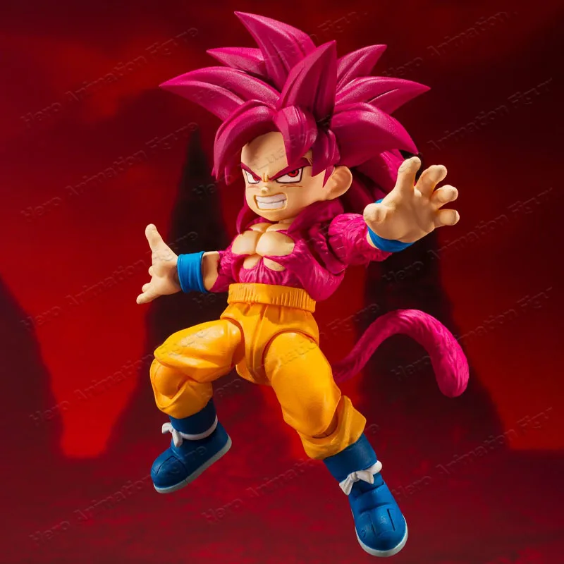 In Stock BANDAI Original Box S.H.Figuarts DRAGON BALL SON GOKU MINI SSJ4 SHF Action Figure Model Gift for Kid Foam Box Packaging view 4