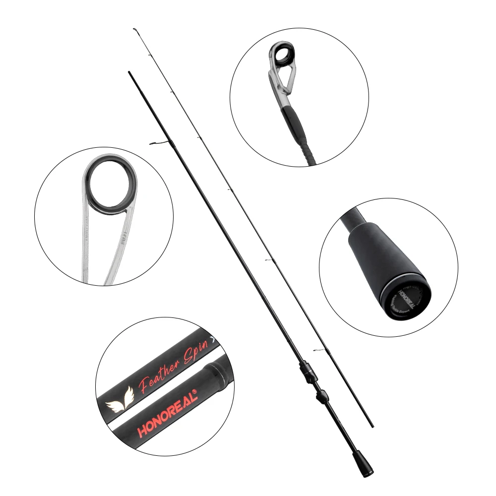 

HONOREAL 206cm 1-7g Carbon Handle Spinning Rods With FUJI Reel Seat 40T Carbonfiber Fishing Rods