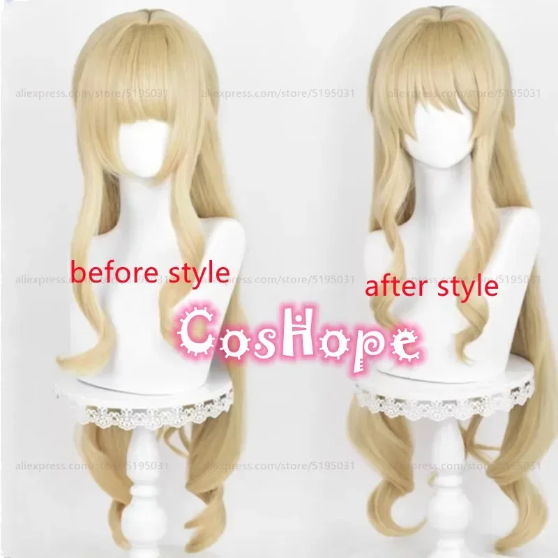 Fontaine Navia cosplay wig 95cm long curly linen gold wig anime cosplay wig heat resistant synthetic wigs