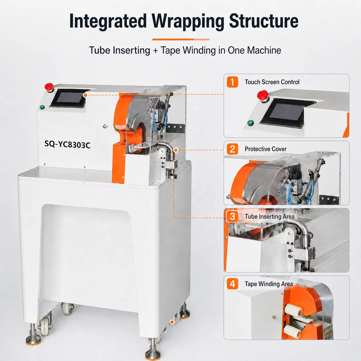Fully Automatic Corrugated Tube Covering And Tape Wrapping Machine For Long Automotive Wire Harness Cable Protection