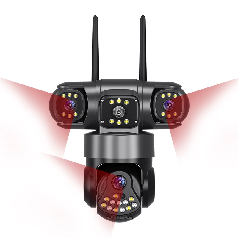 

V380PRO 6MP HD Triple Lenses IP66 Outdoor Smart Home Security Camera 4G PTZ Camera Built-in Mic Three Screens P2P