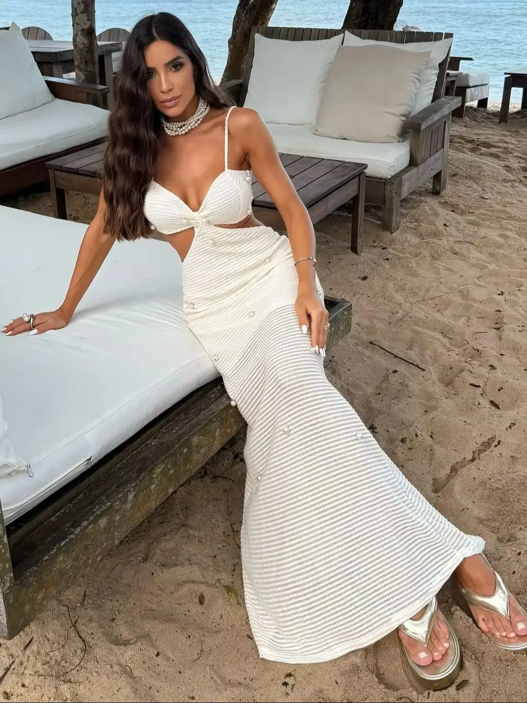 Mesh Long Dress Women Summer Cutout Party Dresses Cover Up Elegant Slim Split Maxi Vestidos Holiday Beach Robe