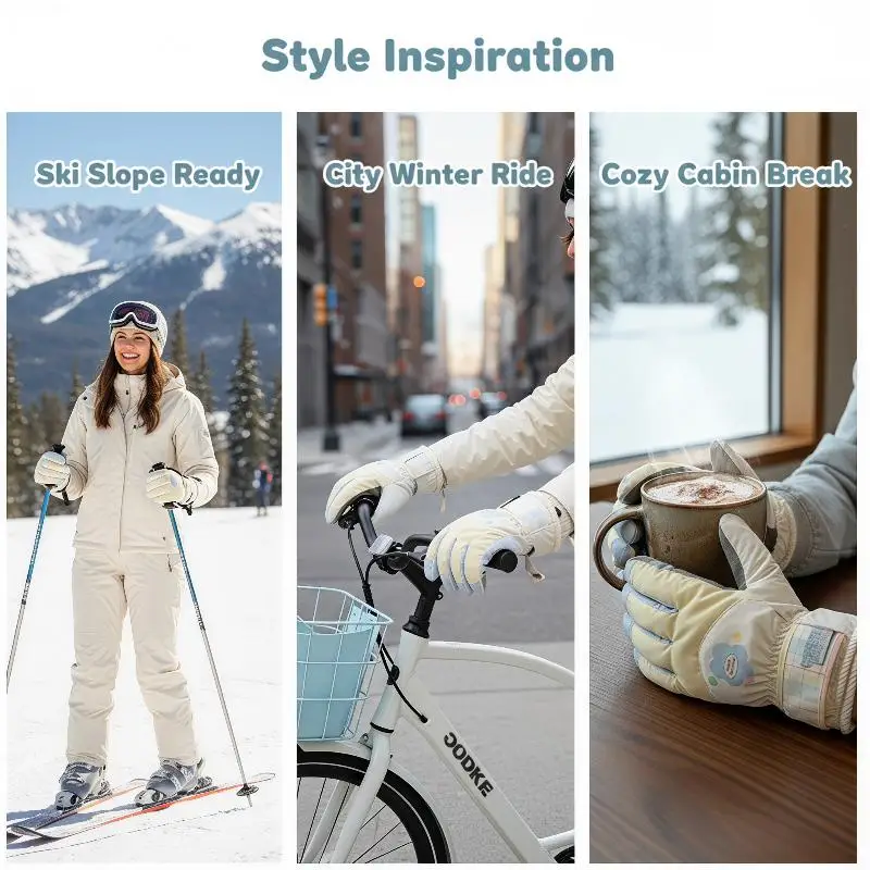 1Pairs Warm Touchscreen Cycling Gloves Women's Winter Cold Proof Windproof Rainproof Vehicle Riding Gloves