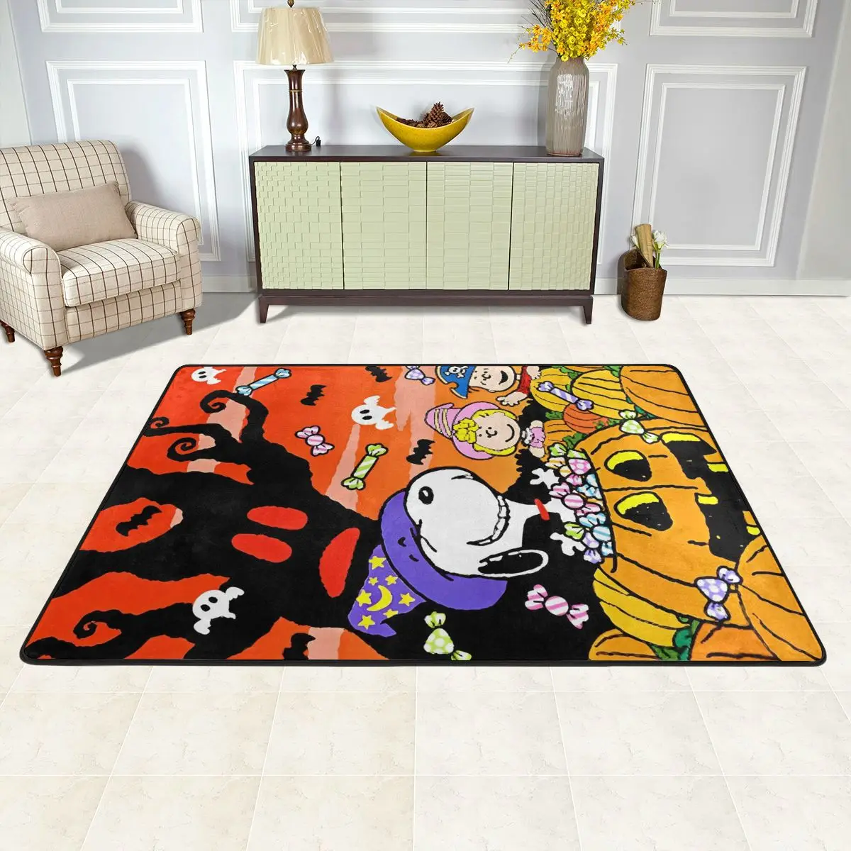 S-snoopy Carpet For Living Room Kitchen Bedroom Sofa Home Decor Halloween Retro Protective Floor Carpets Anti-Slip Design Rugs