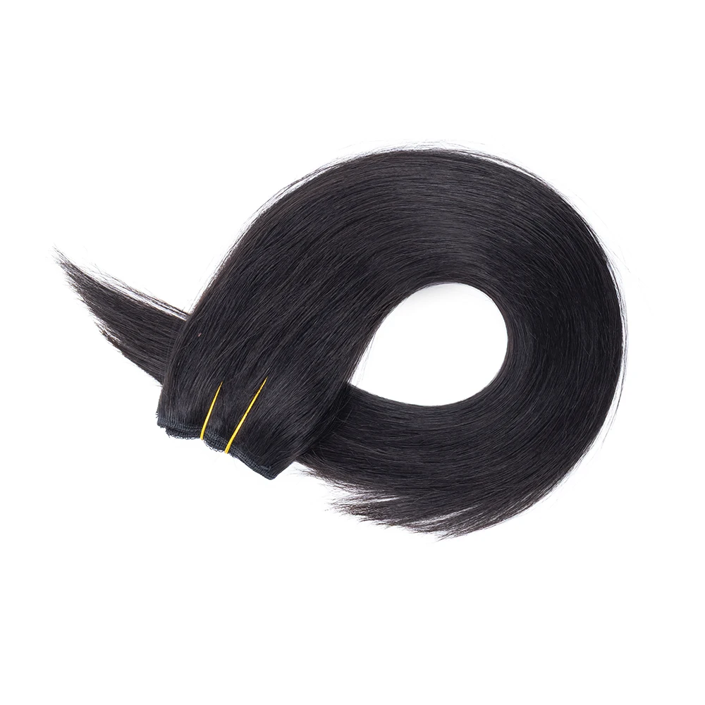 MRS HAIR Jet Black Fish Line Wire Hair Extensions Invisible Clip in Human Hair Extensions 4 Clips Real Natural Hair 12-24Inch - view 4