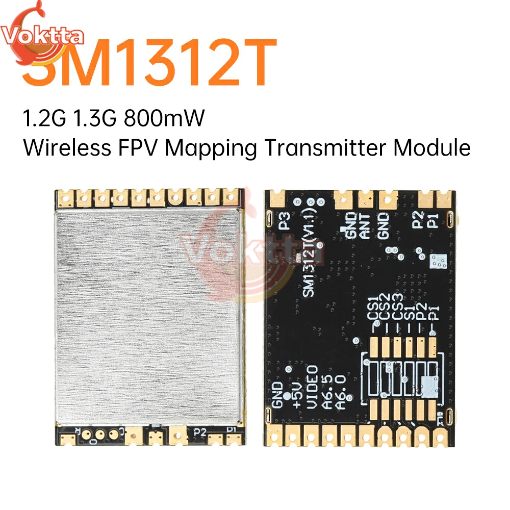 

SM1312T Transmitter Module 1.2G 1.3G 800mW Wireless FPV Image Transmission Transmitting Module 1120~1360MHz 16 Channel Customer