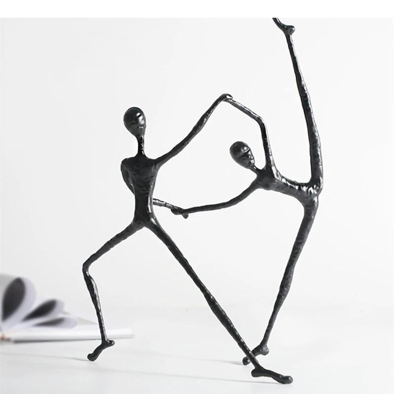 Light Luxury Black Metal Sports Figures Wrought Iron Sculpture Dance Pose Yoga Figure Living Room Decoration Home